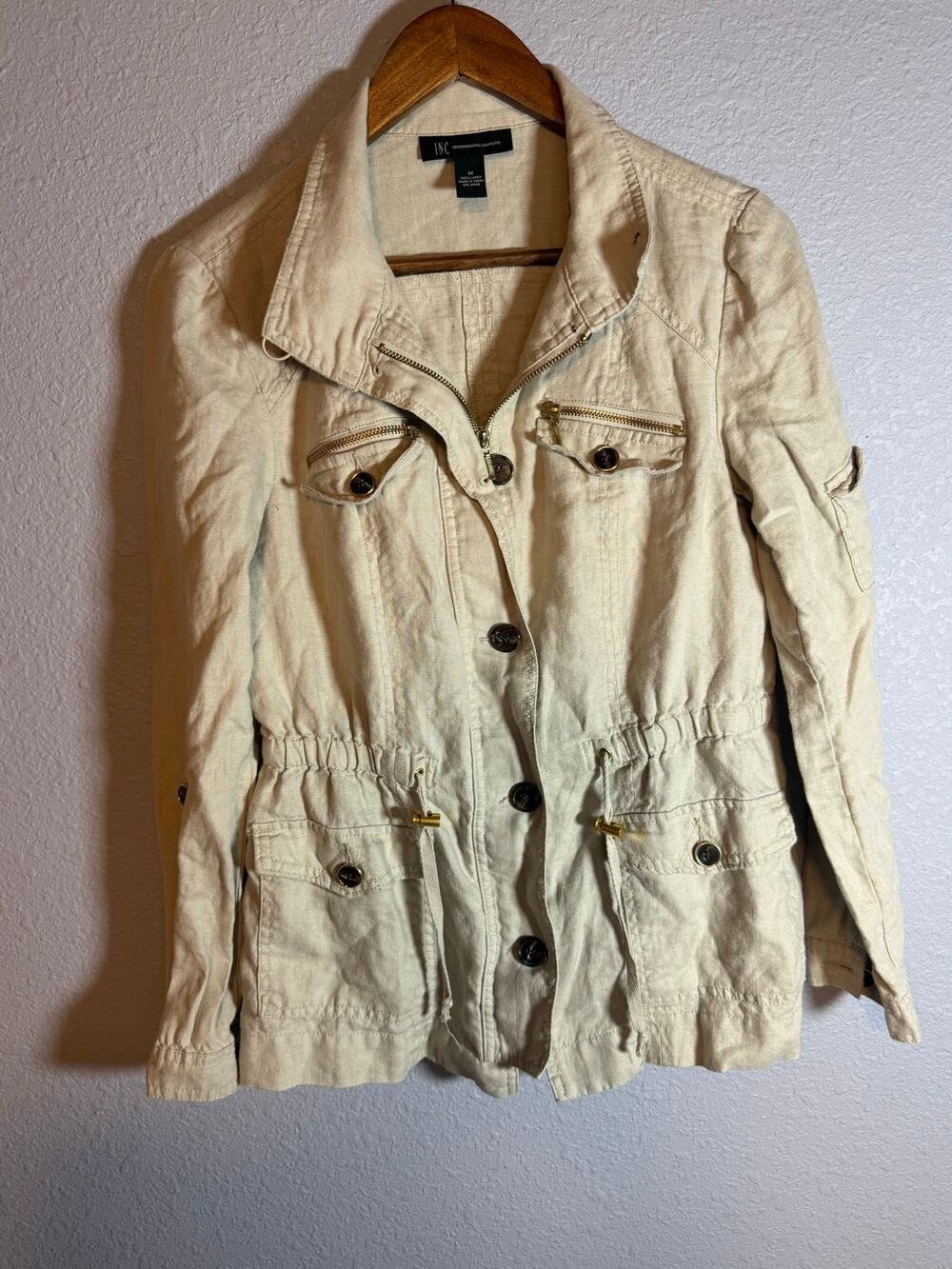 INC International Concepts 100% Linen Utility Jacket Women’s Medium